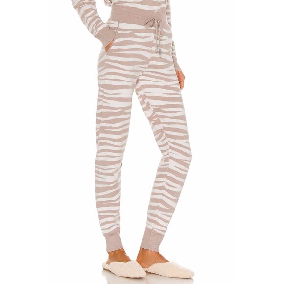 NWT Soia and Kyo taupe pink and white zebra print trackpants, M - Picture 10 of 15